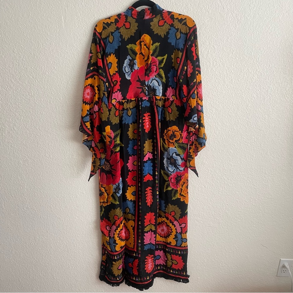 NWT Farm Rio Black Flowers Tapestry Maxi Dress Lined Size M - Picture 6 of 9